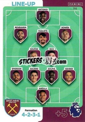 Sticker Line-Up West Ham United - English Premier League 2023-2024. Adrenalyn XL n. 351 - Panini