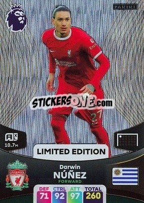 Figurina Darwin Núñez - English Premier League 2023-2024. Adrenalyn XL - Panini