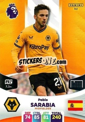 Sticker Pablo Sarabia - English Premier League 2023-2024. Adrenalyn XL - Panini
