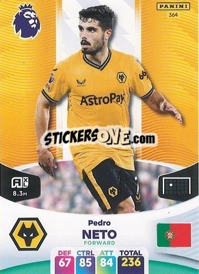 Sticker Pedro Neto - English Premier League 2023-2024. Adrenalyn XL n. 364 - Panini