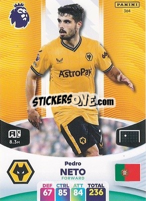 Figurina Pedro Neto - English Premier League 2023-2024. Adrenalyn XL - Panini