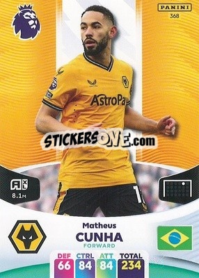 Figurina Matheus Cunha - English Premier League 2023-2024. Adrenalyn XL - Panini