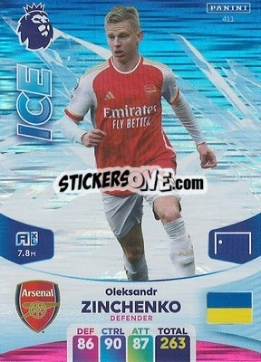 Sticker Oleksandr Zinchenko - English Premier League 2023-2024. Adrenalyn XL n. 411 - Panini