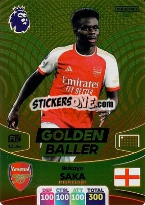 Sticker Bukayo Saka - English Premier League 2023-2024. Adrenalyn XL n. 1 - Panini