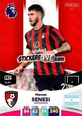 Figurina Marcos Senesi - English Premier League 2023-2024. Adrenalyn XL - Panini