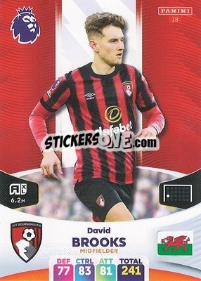 Sticker David Brooks - English Premier League 2023-2024. Adrenalyn XL n. 18 - Panini