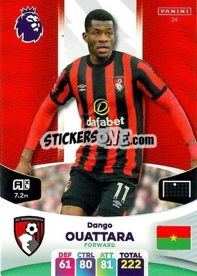 Sticker Dango Ouattara - English Premier League 2023-2024. Adrenalyn XL n. 24 - Panini