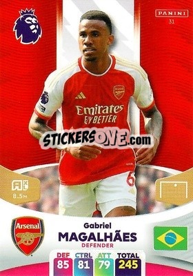 Sticker Gabriel Magalhães - English Premier League 2023-2024. Adrenalyn XL n. 31 - Panini