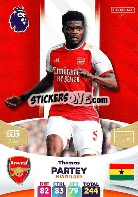 Figurina Thomas Partey - English Premier League 2023-2024. Adrenalyn XL - Panini