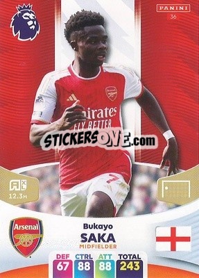 Sticker Bukayo Saka - English Premier League 2023-2024. Adrenalyn XL - Panini