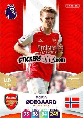 Sticker Martin Ødegaard - English Premier League 2023-2024. Adrenalyn XL n. 37 - Panini