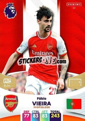 Sticker Fabio Vieira - English Premier League 2023-2024. Adrenalyn XL n. 39 - Panini