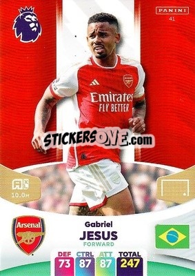Sticker Gabriel Jesus - English Premier League 2023-2024. Adrenalyn XL n. 41 - Panini