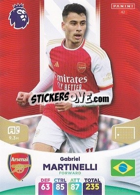 Sticker Gabriel Martinelli - English Premier League 2023-2024. Adrenalyn XL - Panini