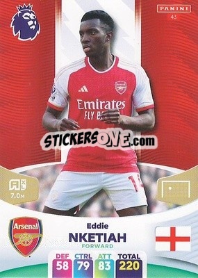 Sticker Eddie Nketiah - English Premier League 2023-2024. Adrenalyn XL n. 43 - Panini