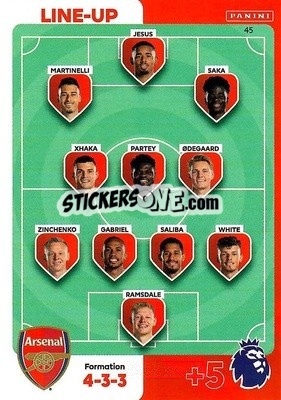 Sticker Line-Up Arsenal - English Premier League 2023-2024. Adrenalyn XL n. 45 - Panini