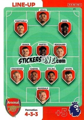 Figurina Line-Up Arsenal - English Premier League 2023-2024. Adrenalyn XL - Panini