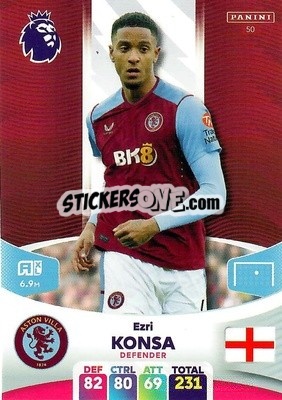 Sticker Ezri Konsa - English Premier League 2023-2024. Adrenalyn XL n. 50 - Panini