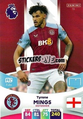 Sticker Tyrone Mings - English Premier League 2023-2024. Adrenalyn XL n. 51 - Panini