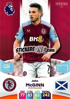 Sticker John McGinn - English Premier League 2023-2024. Adrenalyn XL n. 55 - Panini