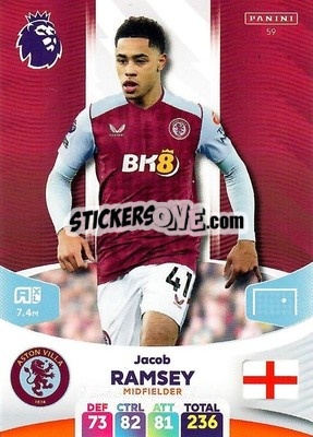 Sticker Jacob Ramsey - English Premier League 2023-2024. Adrenalyn XL n. 59 - Panini