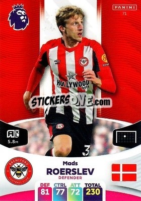 Figurina Mads Roeslev - English Premier League 2023-2024. Adrenalyn XL - Panini