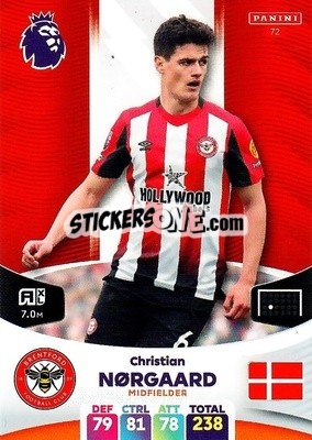 Sticker Christian Norgaard - English Premier League 2023-2024. Adrenalyn XL n. 72 - Panini