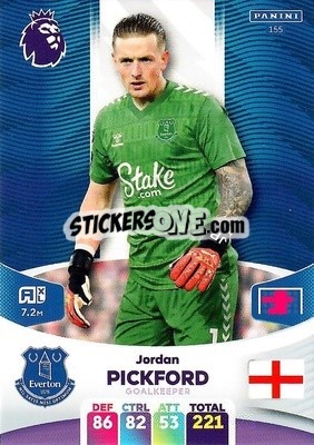 Figurina Jordan Pickford - English Premier League 2023-2024. Adrenalyn XL - Panini