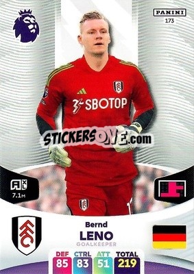 Sticker Bernd Leno - English Premier League 2023-2024. Adrenalyn XL n. 173 - Panini