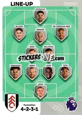 Sticker Line-Up Fulham - English Premier League 2023-2024. Adrenalyn XL - Panini