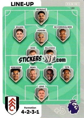 Figurina Line-Up Fulham - English Premier League 2023-2024. Adrenalyn XL - Panini