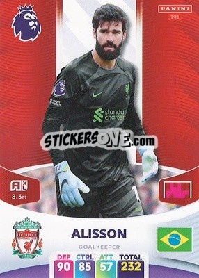 Sticker Alisson - English Premier League 2023-2024. Adrenalyn XL n. 191 - Panini