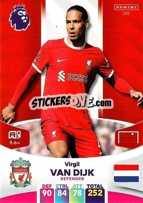 Sticker Virgil van Dijk - English Premier League 2023-2024. Adrenalyn XL n. 192 - Panini