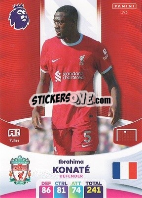 Figurina Ibrahima Konaté - English Premier League 2023-2024. Adrenalyn XL - Panini