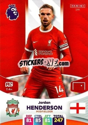Sticker Jordan Henderson - English Premier League 2023-2024. Adrenalyn XL n. 199 - Panini