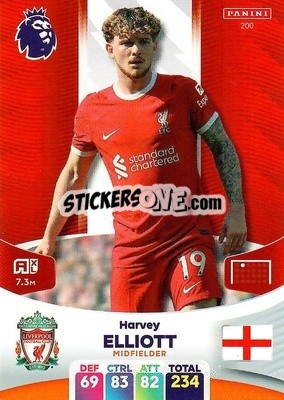 Sticker Harvey Elliott - English Premier League 2023-2024. Adrenalyn XL - Panini