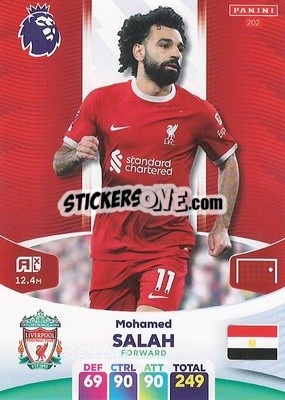 Sticker Mohamed Salah - English Premier League 2023-2024. Adrenalyn XL n. 202 - Panini