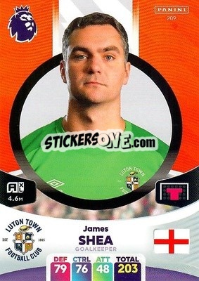 Sticker James Shea - English Premier League 2023-2024. Adrenalyn XL n. 209 - Panini
