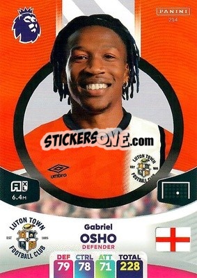Sticker Gabriel Osho - English Premier League 2023-2024. Adrenalyn XL n. 214 - Panini