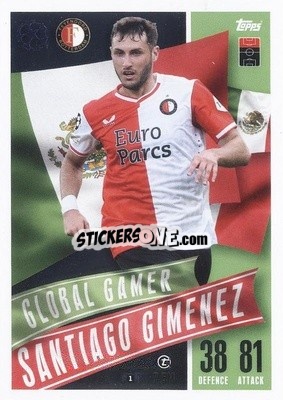 Sticker Santiago Giménez - UEFA Champions League & Europa League 2023-2024. Match Attax Extra
 n. 210 - Topps