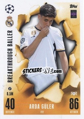 Sticker Arda Güler - UEFA Champions League & Europa League 2023-2024. Match Attax Extra
 n. 222 - Topps