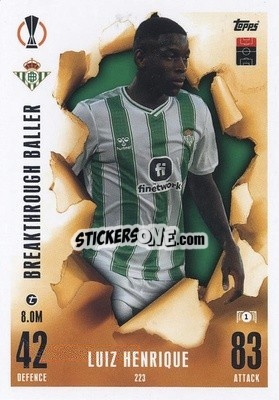 Sticker Luiz Henrique - UEFA Champions League & Europa League 2023-2024. Match Attax Extra
 n. 223 - Topps
