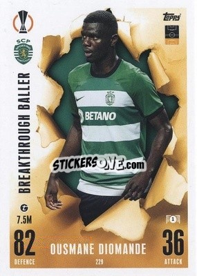 Sticker Ousmane Diomande - UEFA Champions League & Europa League 2023-2024. Match Attax Extra
 n. 229 - Topps