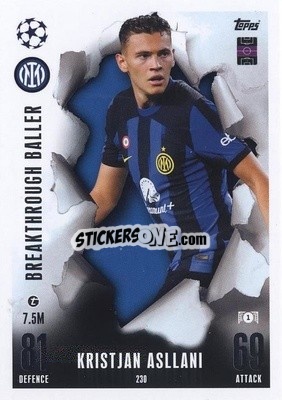 Sticker Kristjan Asllani - UEFA Champions League & Europa League 2023-2024. Match Attax Extra
 n. 230 - Topps