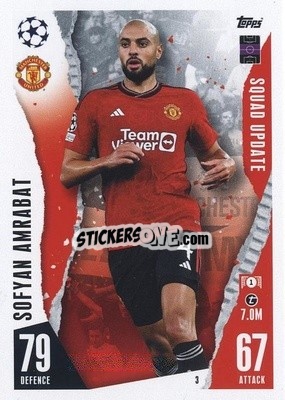 Sticker Sofyan Amrabat - UEFA Champions League & Europa League 2023-2024. Match Attax Extra
 n. 3 - Topps