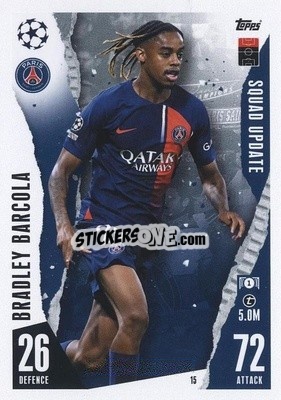 Sticker Bradley Barcola - UEFA Champions League & Europa League 2023-2024. Match Attax Extra
 n. 15 - Topps