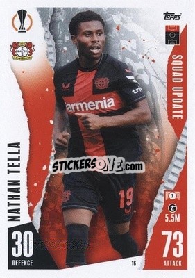 Sticker Nathan Tella - UEFA Champions League & Europa League 2023-2024. Match Attax Extra
 n. 16 - Topps