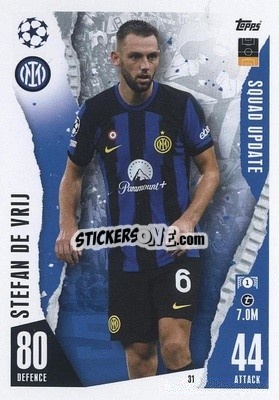 Sticker Stefan de Vrij - UEFA Champions League & Europa League 2023-2024. Match Attax Extra
 n. 31 - Topps