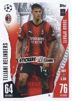 Sticker Tijani Reijnders - UEFA Champions League & Europa League 2023-2024. Match Attax Extra
 n. 34 - Topps