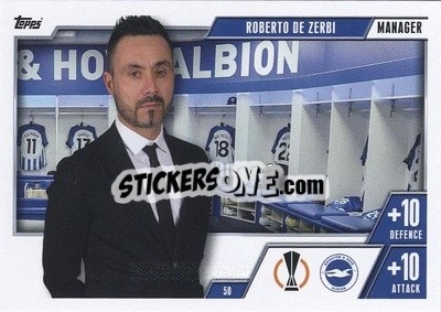 Sticker Roberto de Zerbi - UEFA Champions League & Europa League 2023-2024. Match Attax Extra
 n. 50 - Topps